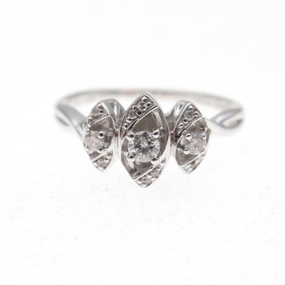 Sai 925 Sterling Silver Real Round-Cut Diamond Ring Size 7.25