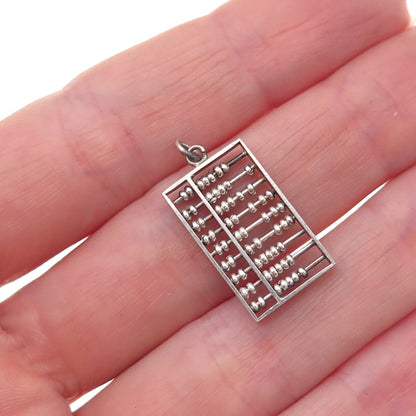 925 Sterling Silver Antique Art Deco Abacus Oxidized Charm Pendant
