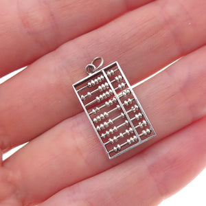 925 Sterling Silver Antique Art Deco Abacus Oxidized Charm Pendant