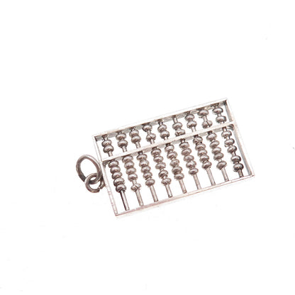925 Sterling Silver Antique Art Deco Abacus Oxidized Charm Pendant