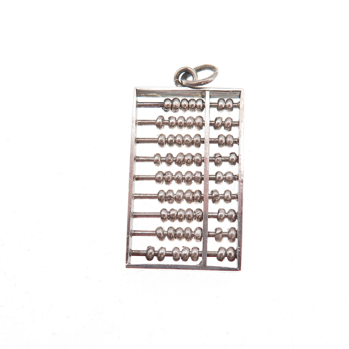925 Sterling Silver Antique Art Deco Abacus Oxidized Charm Pendant