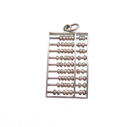 925 Sterling Silver Antique Art Deco Abacus Oxidized Charm Pendant
