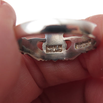 Solvar 925 Sterling Silver Vintage Irish Claddagh Oxidized Ring Size 9