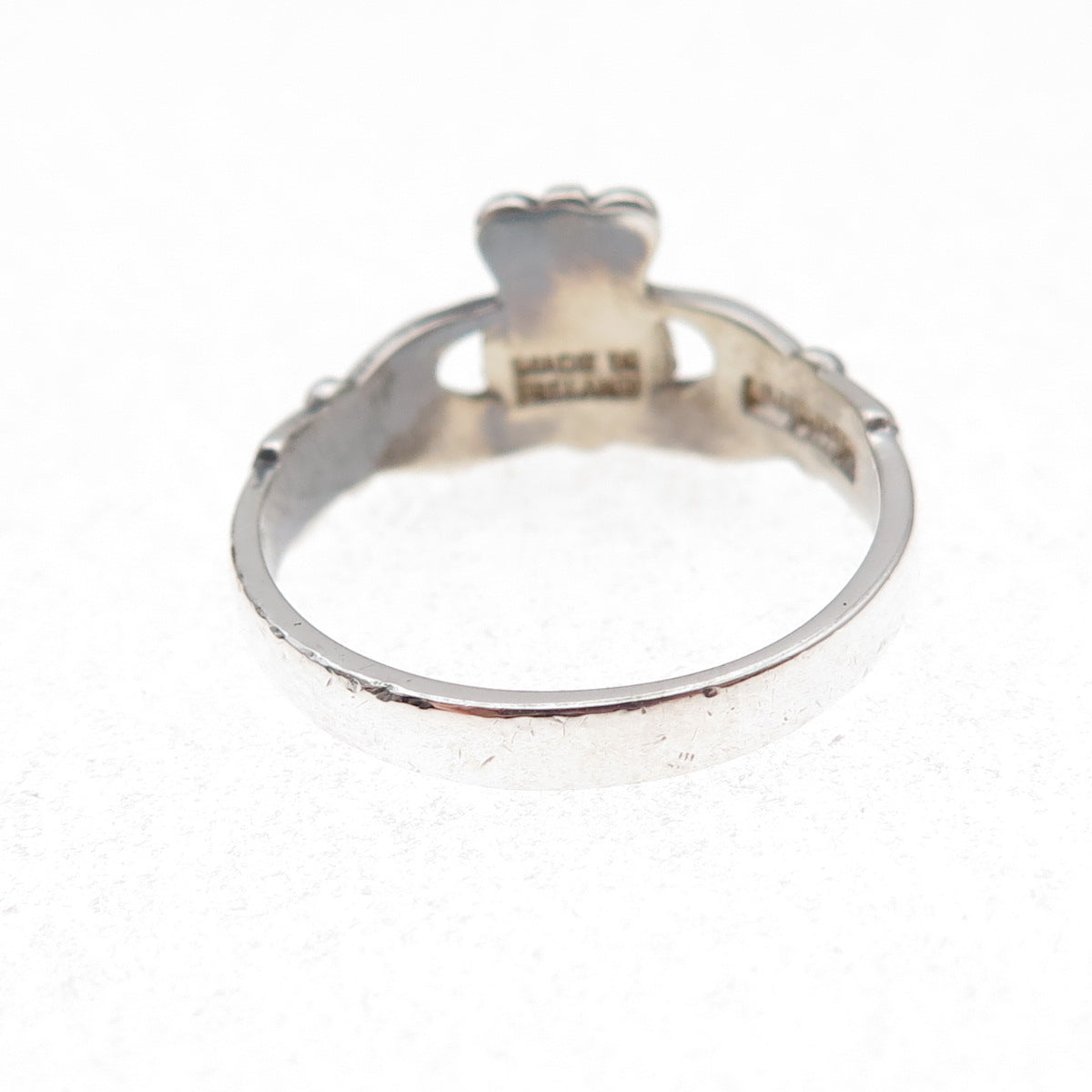 Solvar 925 Sterling Silver Vintage Irish Claddagh Oxidized Ring Size 9