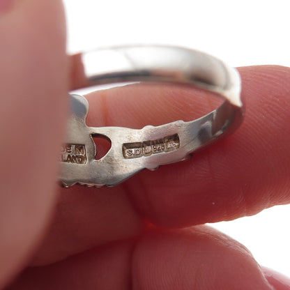 Solvar 925 Sterling Silver Vintage Irish Claddagh Oxidized Ring Size 9