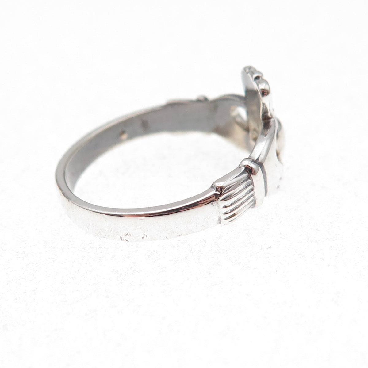 Solvar 925 Sterling Silver Vintage Irish Claddagh Oxidized Ring Size 9