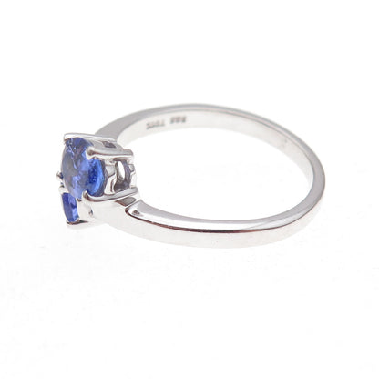 925 Sterling Silver Real Oval-Cut Tanzanite Bypass Ring Size 8