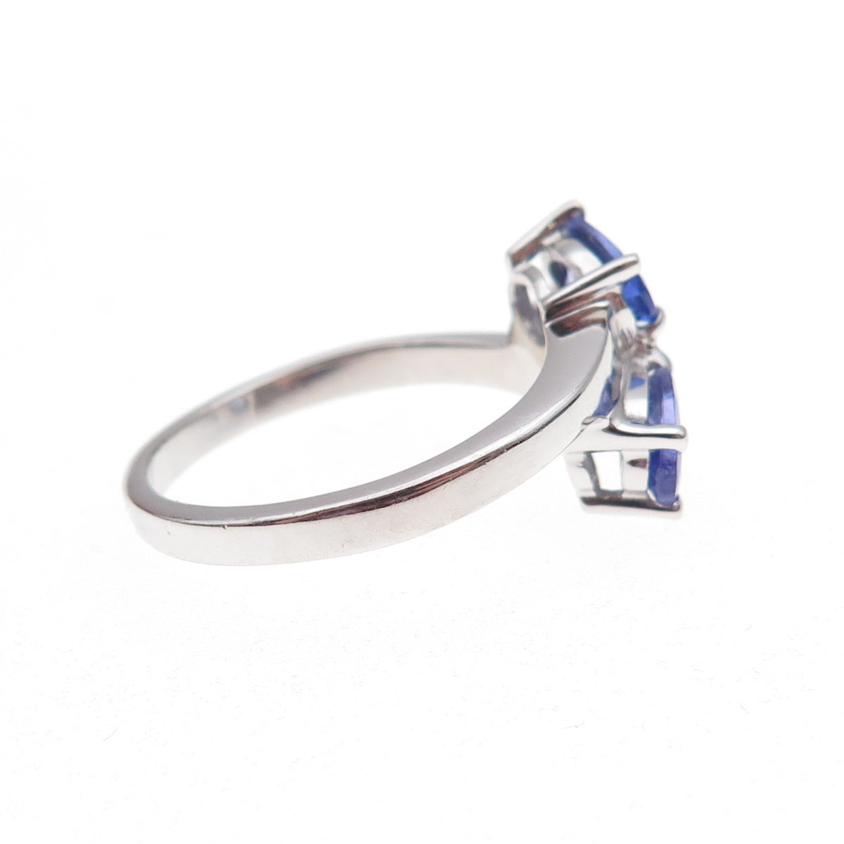 925 Sterling Silver Real Oval-Cut Tanzanite Bypass Ring Size 8