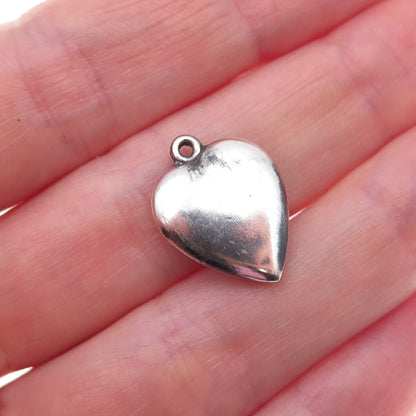 925 Sterling Silver Antique Art Deco Glass Heart Chatelaine Oxidized Pendant