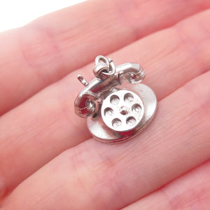 925 Sterling Silver Antique Art Deco Retro Rotating Phone 3D Charm Pendant