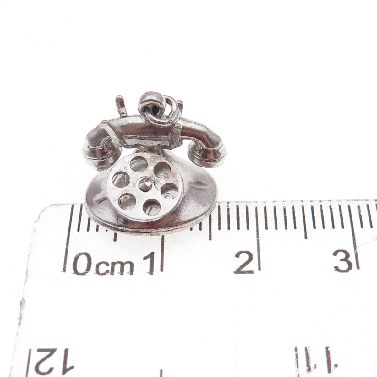 925 Sterling Silver Antique Art Deco Retro Rotating Phone 3D Charm Pendant