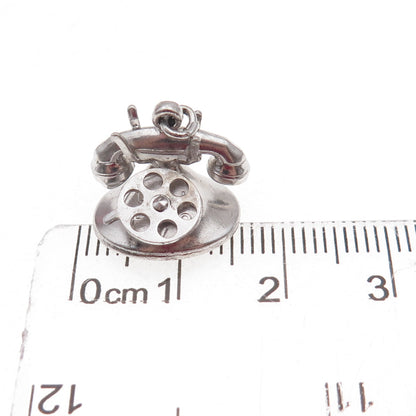 925 Sterling Silver Antique Art Deco Retro Rotating Phone 3D Charm Pendant