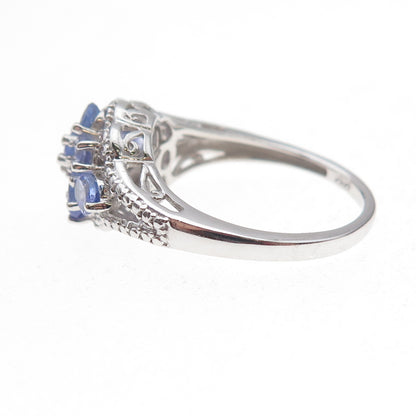 Chuck Clemency 925 Sterling Silver Real Tanzanite Cluster Ring Size 8