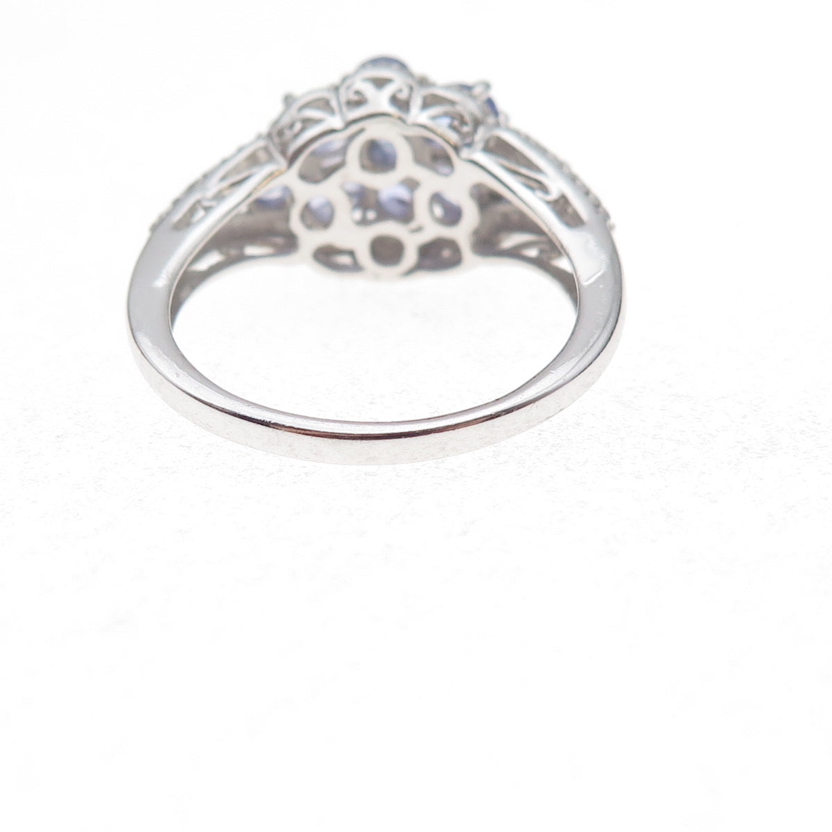 Chuck Clemency 925 Sterling Silver Real Tanzanite Cluster Ring Size 8