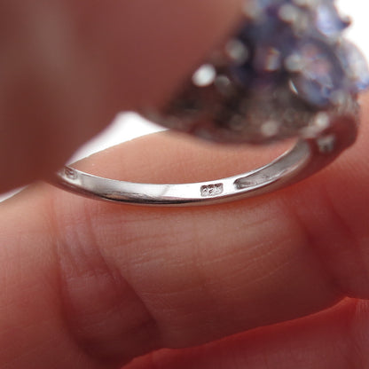 Chuck Clemency 925 Sterling Silver Real Tanzanite Cluster Ring Size 8