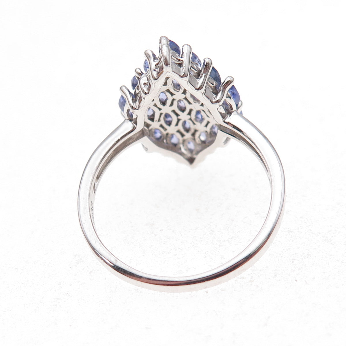 925 Sterling Silver Real Marquise-Cut Tanzanite Cluster Ring Size 8.25