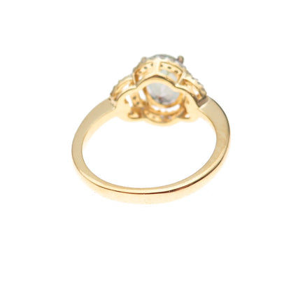 Sai 925 Sterling Silver Gold Plated Real Diamond & Mystic Topaz Ring Size 7