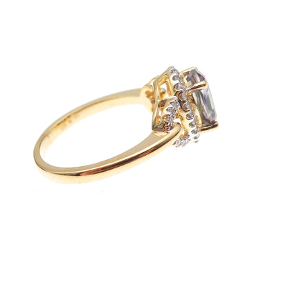 Sai 925 Sterling Silver Gold Plated Real Diamond & Mystic Topaz Ring Size 7