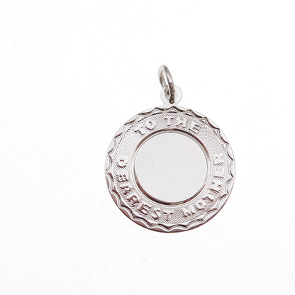 Spencer 925 Sterling Silver Vintage To The Dearest Mother Charm Pendant
