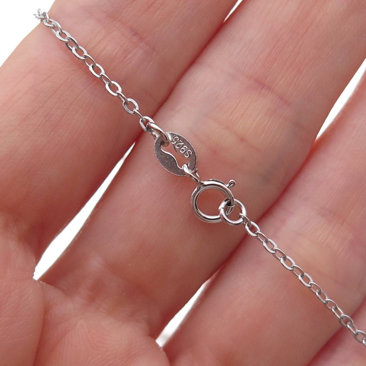 925 Sterling Silver Mexico Real Diamond & Amethyst Cable Chain Necklace 18"