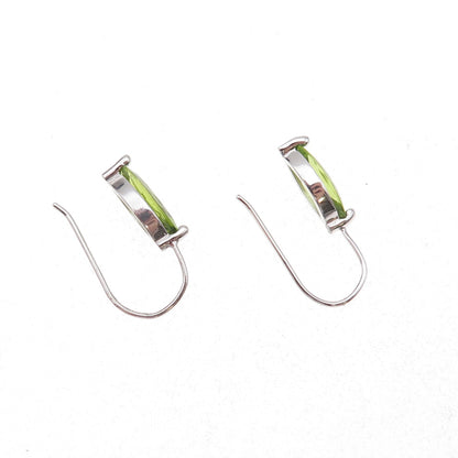925 Sterling Silver Mexico Real Marquise-Cut Peridot Dangle Earrings