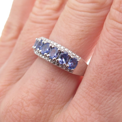 Chuck Clemency 925 Sterling Silver Real Oval-Cut Tanzanite Ring Size 8