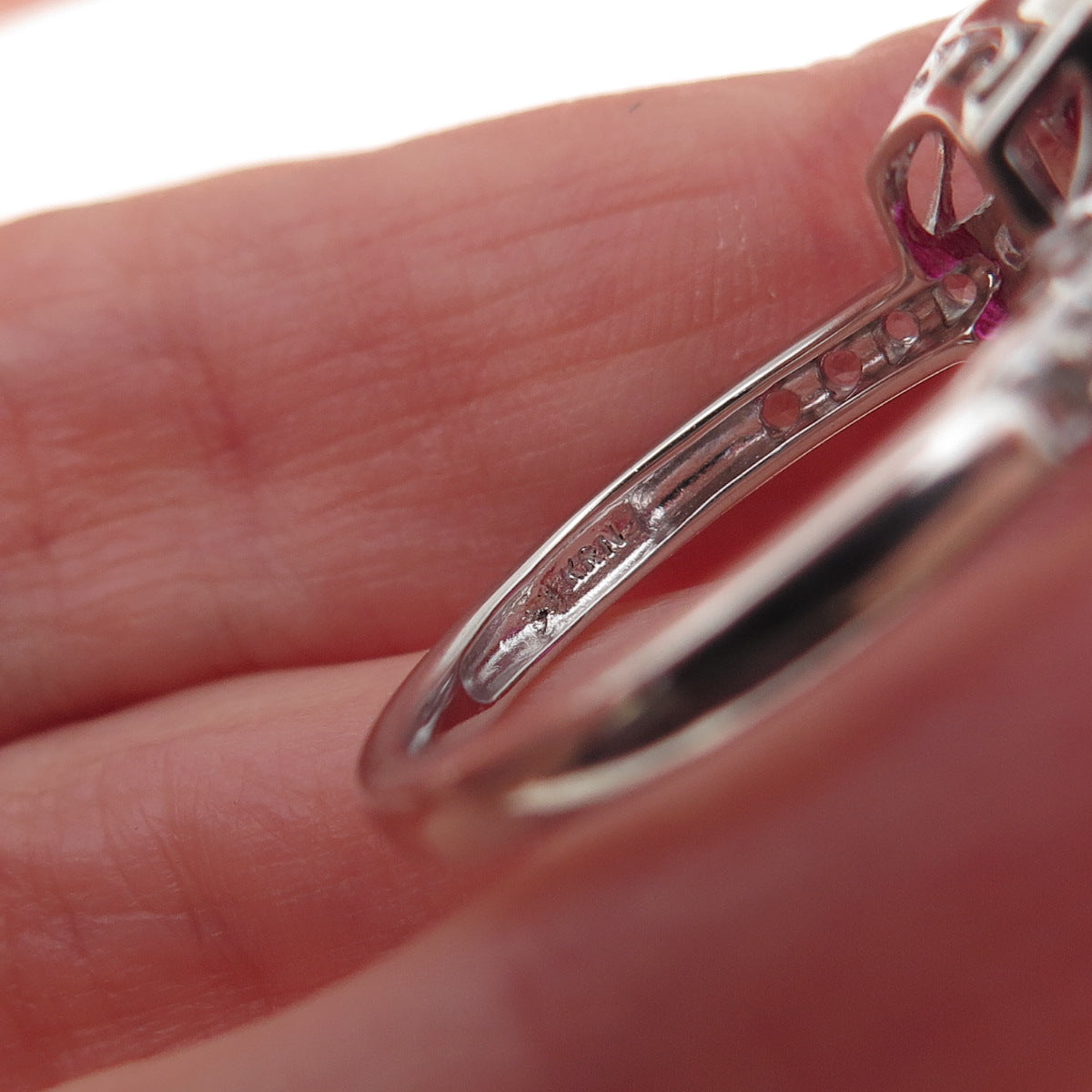 Kiran 925 Sterling Silver Real White Topaz & Lab-Created Ruby Ring Size 7