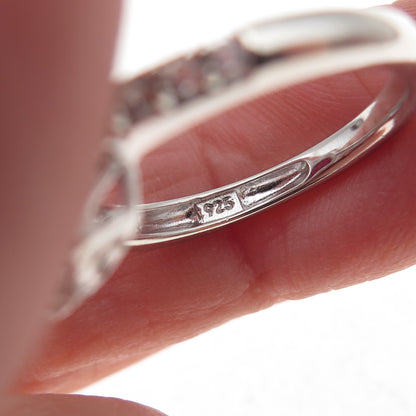 Kiran 925 Sterling Silver Real White Topaz & Lab-Created Ruby Ring Size 7