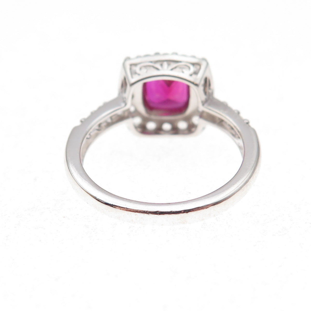 Kiran 925 Sterling Silver Real White Topaz & Lab-Created Ruby Ring Size 7