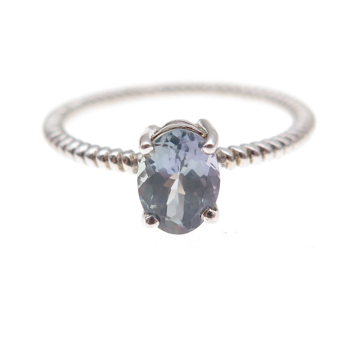 Chuck Clemency 925 Sterling Silver Real Oval-Cut Tanzanite Ring Size 8.25