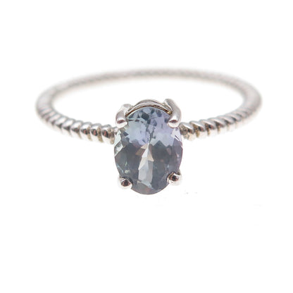 Chuck Clemency 925 Sterling Silver Real Oval-Cut Tanzanite Ring Size 8.25