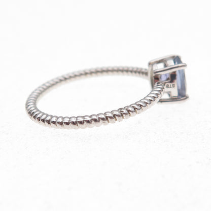 Chuck Clemency 925 Sterling Silver Real Oval-Cut Tanzanite Ring Size 8.25
