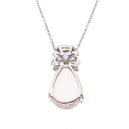 Chuck Clemency 925 Sterling Silver Real Rose Quartz & Amethyst Necklace 18"