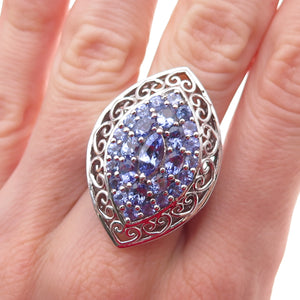 Chuck Clemency 925 Sterling Silver Real Multi-Cut Tanzanite Heart Ring Size 8.25