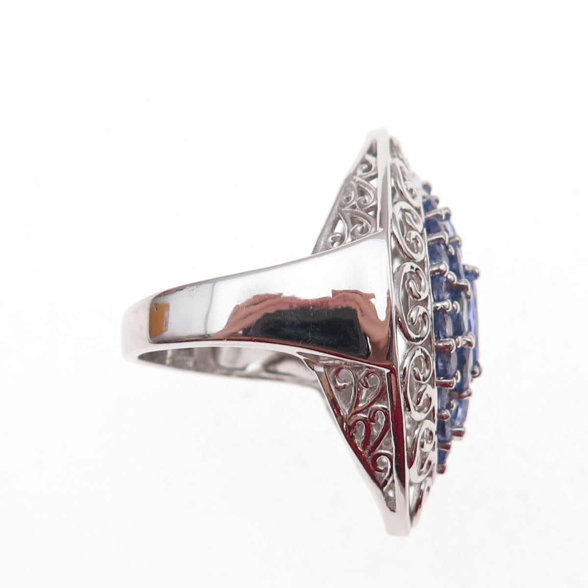 Chuck Clemency 925 Sterling Silver Real Multi-Cut Tanzanite Heart Ring Size 8.25