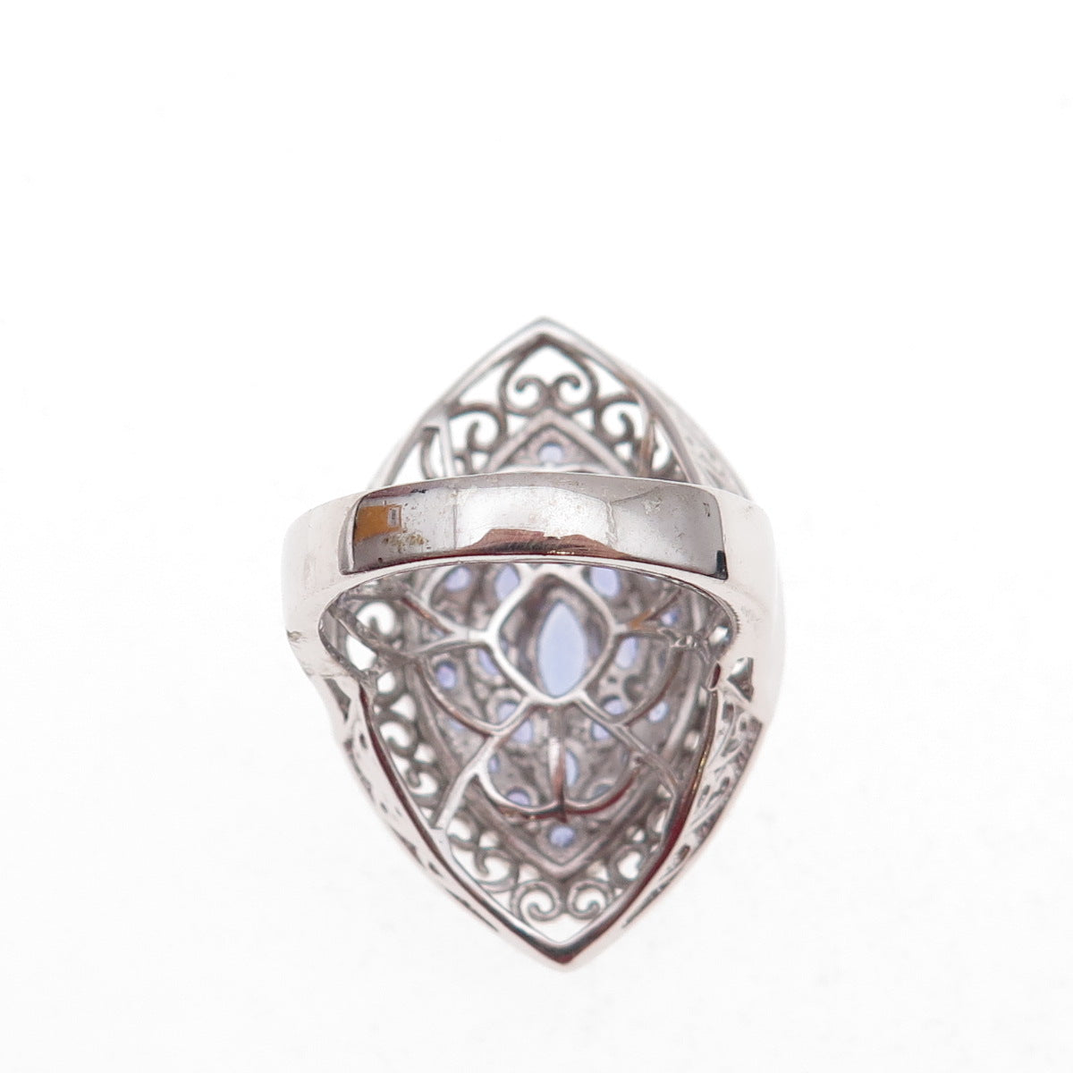 Chuck Clemency 925 Sterling Silver Real Multi-Cut Tanzanite Heart Ring Size 8.25