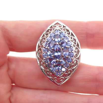 Chuck Clemency 925 Sterling Silver Real Multi-Cut Tanzanite Heart Ring Size 8.25