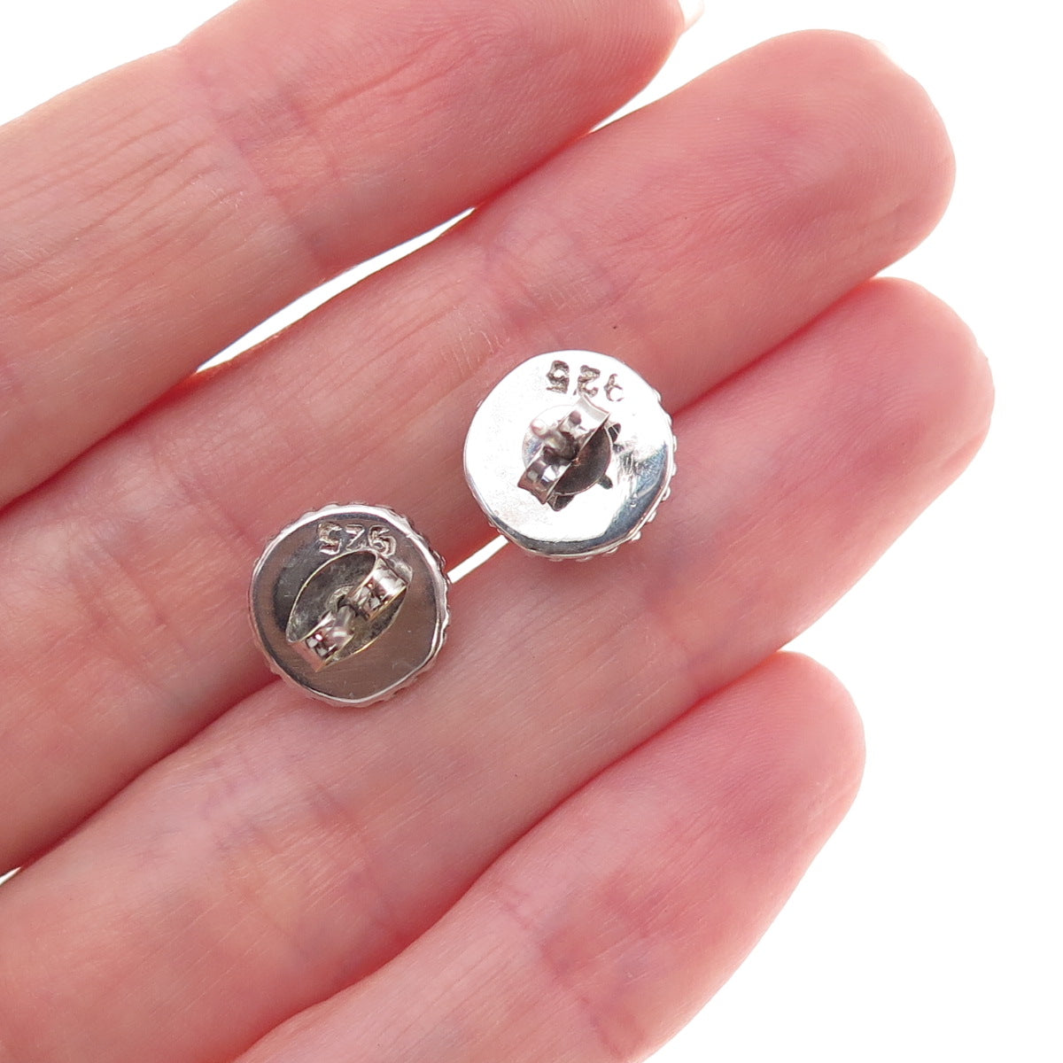 925 Sterling Silver Vintage Real Pearl Stud Earrings