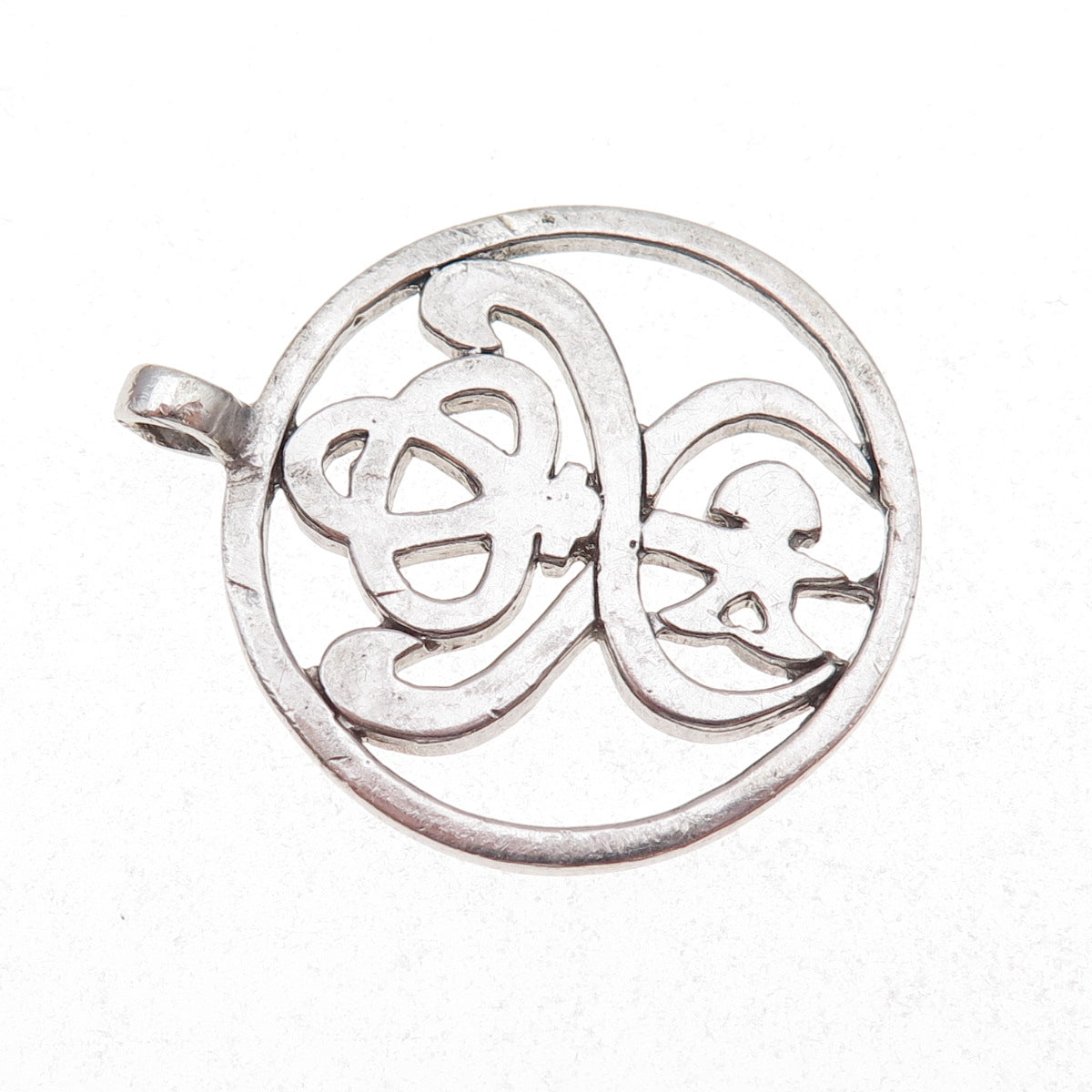925 Sterling Silver Vintage Caduceus Symbol Oxidized Pendant