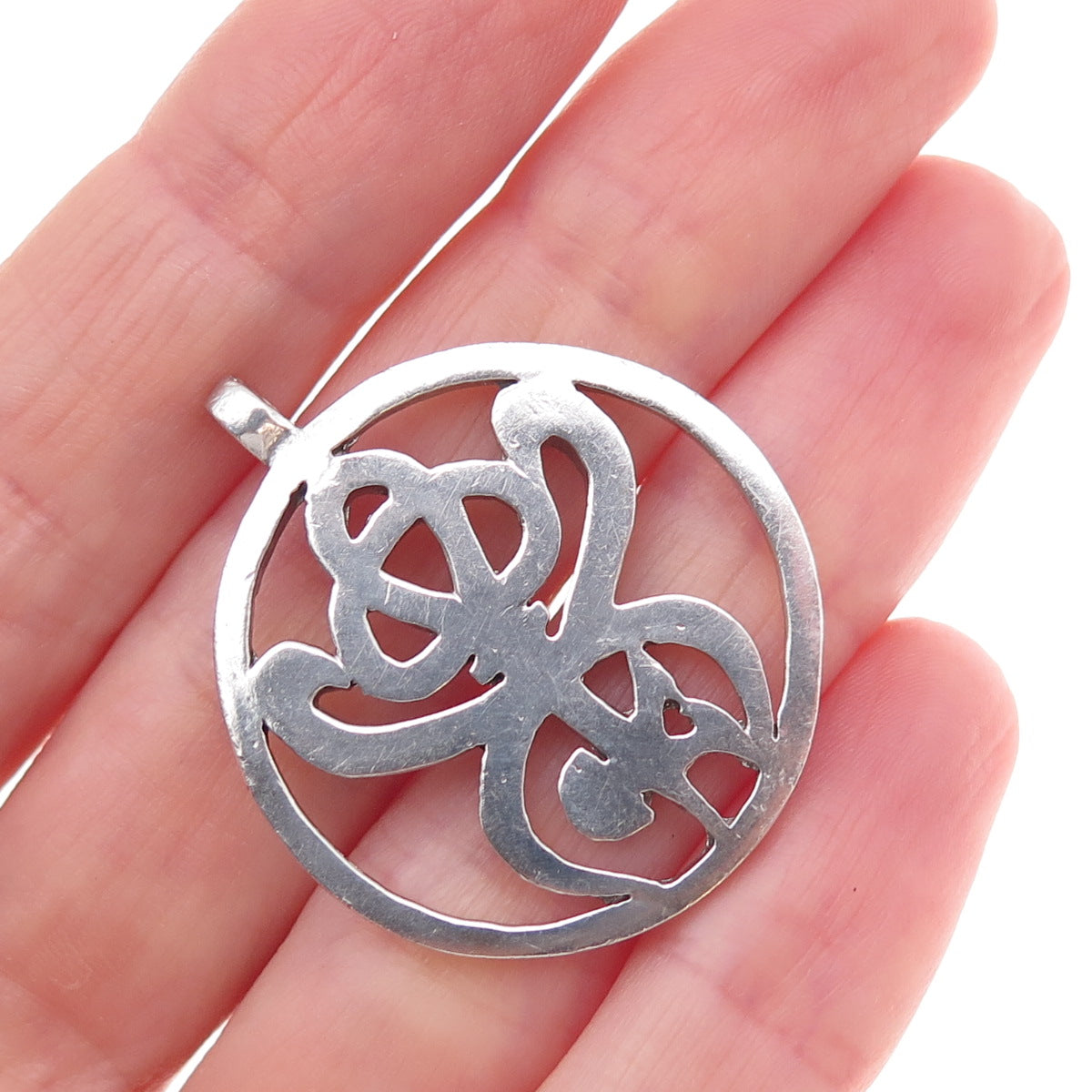 925 Sterling Silver Vintage Caduceus Symbol Oxidized Pendant