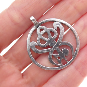 925 Sterling Silver Vintage Caduceus Symbol Oxidized Pendant