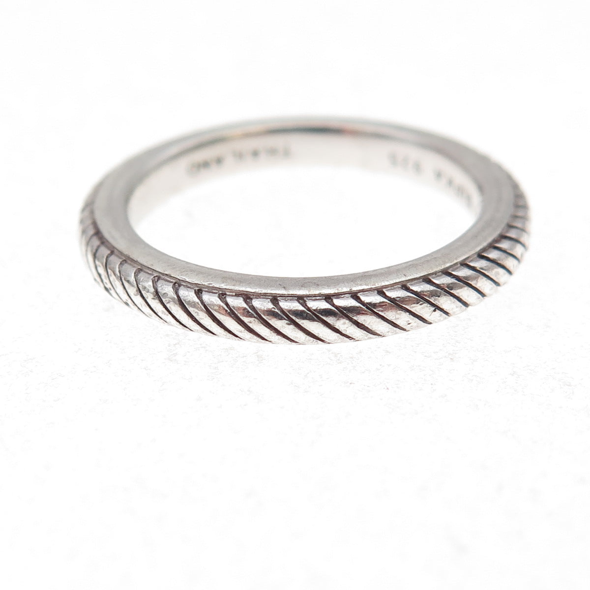 Judith Ripka 925 Sterling Silver Ribbed Band Ring Size 7