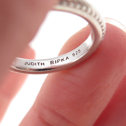 Judith Ripka 925 Sterling Silver Ribbed Band Ring Size 7