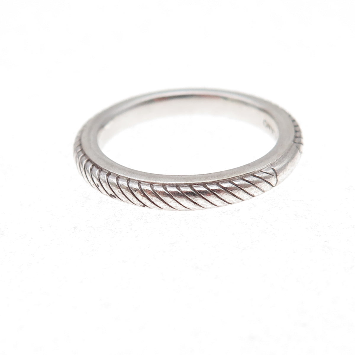 Judith Ripka 925 Sterling Silver Ribbed Band Ring Size 7
