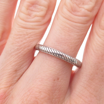 Judith Ripka 925 Sterling Silver Ribbed Band Ring Size 7