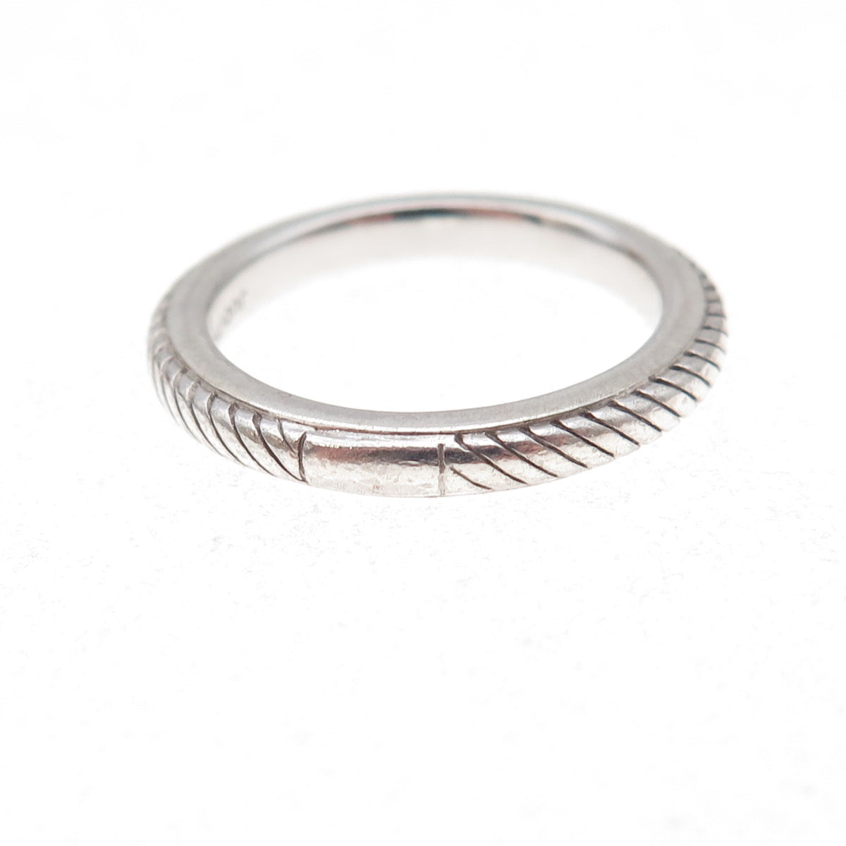 Judith Ripka 925 Sterling Silver Ribbed Band Ring Size 7