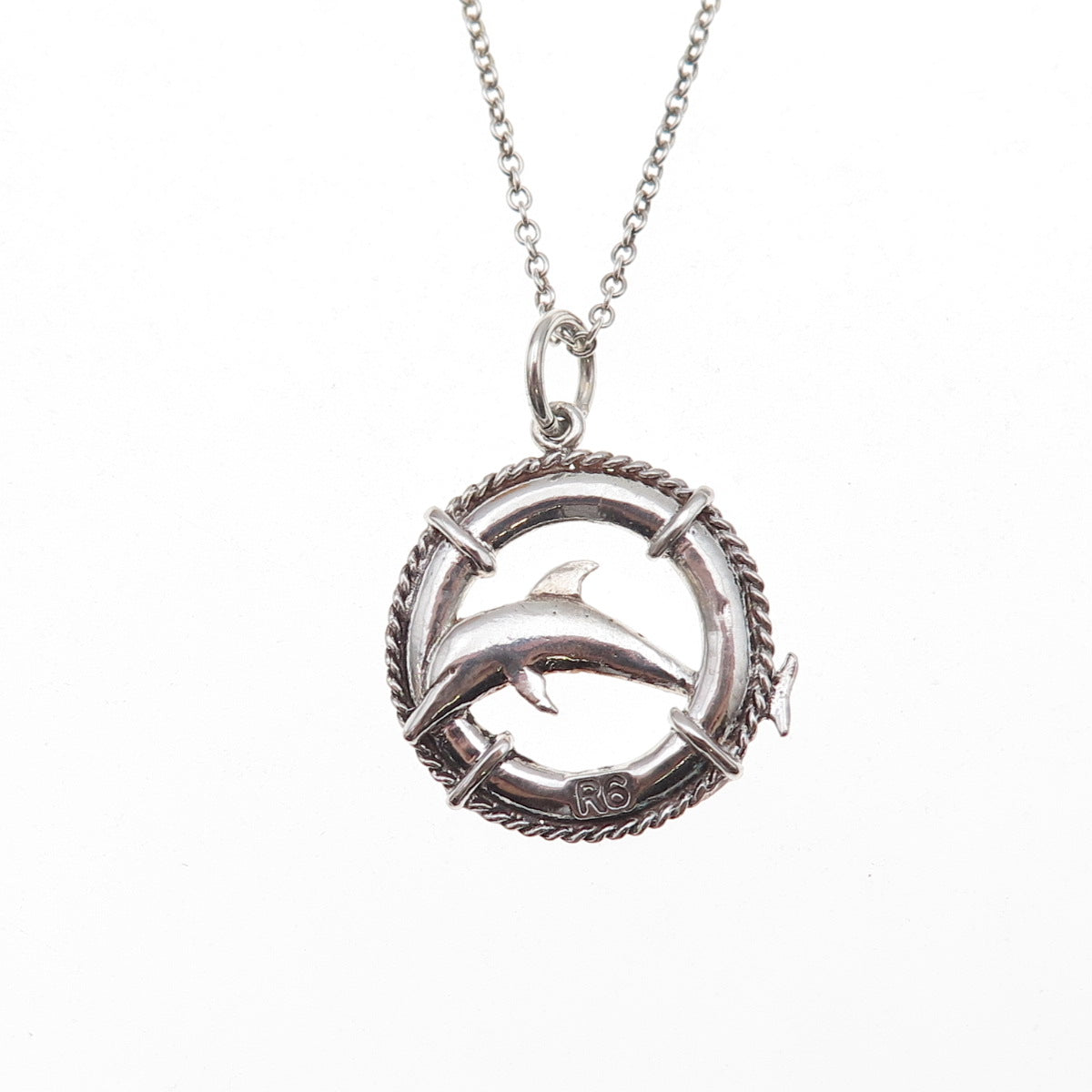 925 Sterling Silver Dolphin Cable Chain Necklace 18"