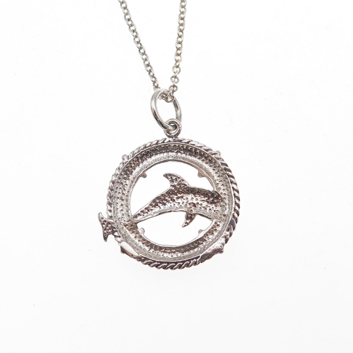 925 Sterling Silver Dolphin Cable Chain Necklace 18"
