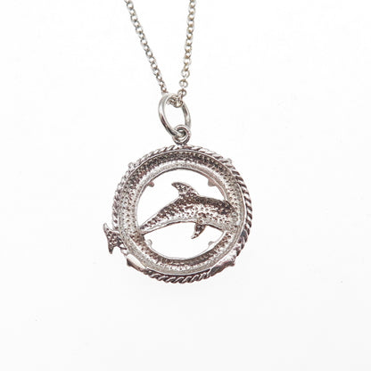 925 Sterling Silver Dolphin Cable Chain Necklace 18"
