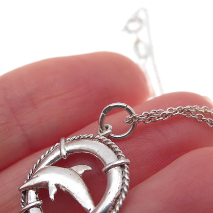 925 Sterling Silver Dolphin Cable Chain Necklace 18"
